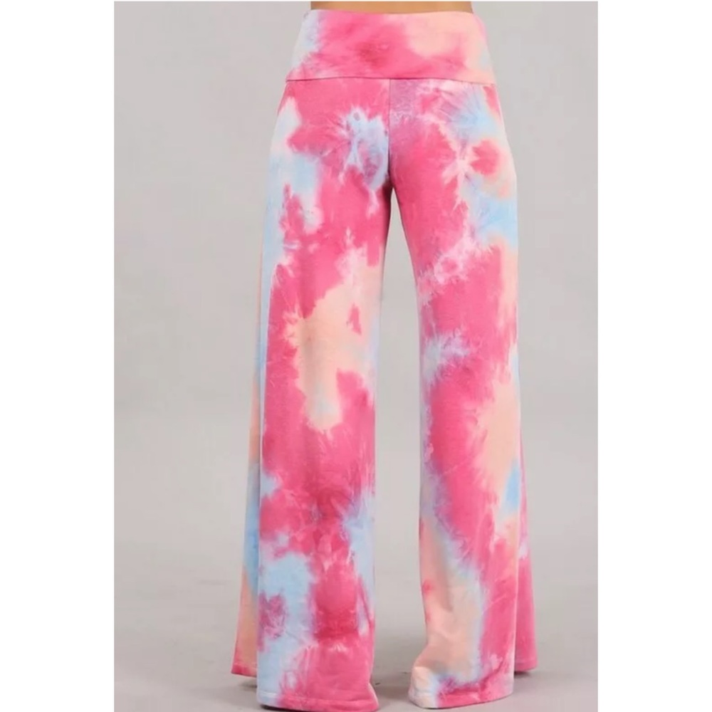 SOLD OUT Fuchsia Pink Wide Leg Relaxed Palazzo Lounge Pants - Picture 4 of 6